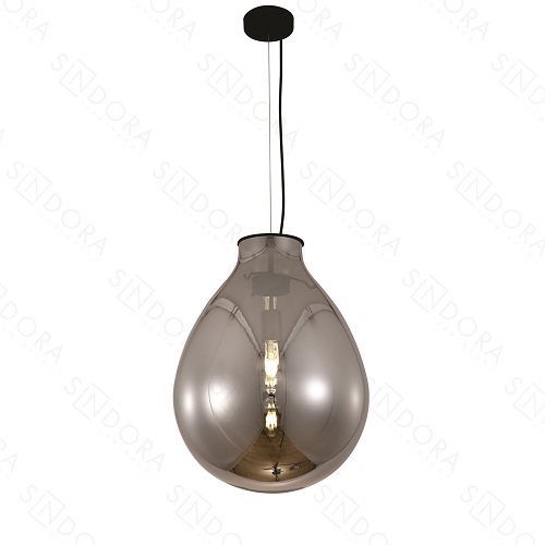 Luminária de teto pendente moderno em vidro fumê formato caju/amora, ideal para cabeceira de cama ou lavabo.